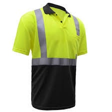 5003/S: -  Class 2 HI-VIS Short Sleeve Safety Polo, Black Bottom Small