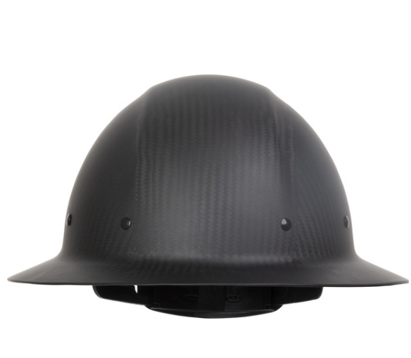 280-HP1471R-11M: Wolfjaw Full Brim Smooth Dome Hard Hat with Matte Carbon Fiber Shell, 8-Point Riveted Textile Suspension and Wheel-Ratchet Adjustment, Black