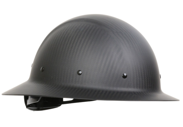 280-HP1471R-11M: Wolfjaw Full Brim Smooth Dome Hard Hat with Matte Carbon Fiber Shell, 8-Point Riveted Textile Suspension and Wheel-Ratchet Adjustment, Black