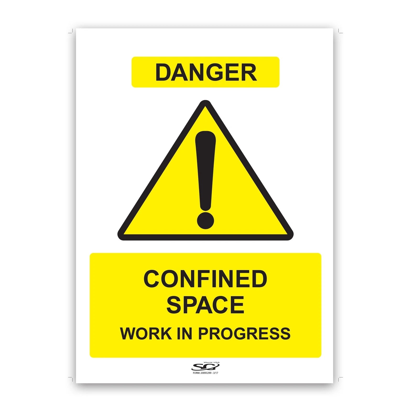 WP3CS-US - Confined Space Work Permits - 3-Part Form with Confined Space Danger Sign on Back (Pack of 10)