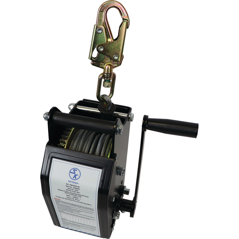 65ft Retrieval Rescue Winch with Galvanized Wire Rope