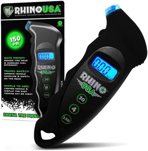 RHNRGAUGEDIGITAL:  Rhino USA Digital Tire Pressure Gauge 150 PSI.