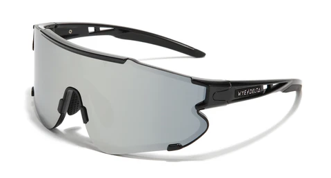 Z87-HV-BLKMIRROR-POL:   Wye Delta's HIVIZ BLACK MIRROR POLARIZED Safety Glasses.  100% UV / ANSI Z87+