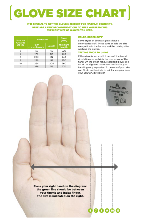 SHOWA Flock-Lined Nitrile Disposable Gloves, Gauntlet Cuff, Size 9/Large, Green - 1 DZ (845-730-09)