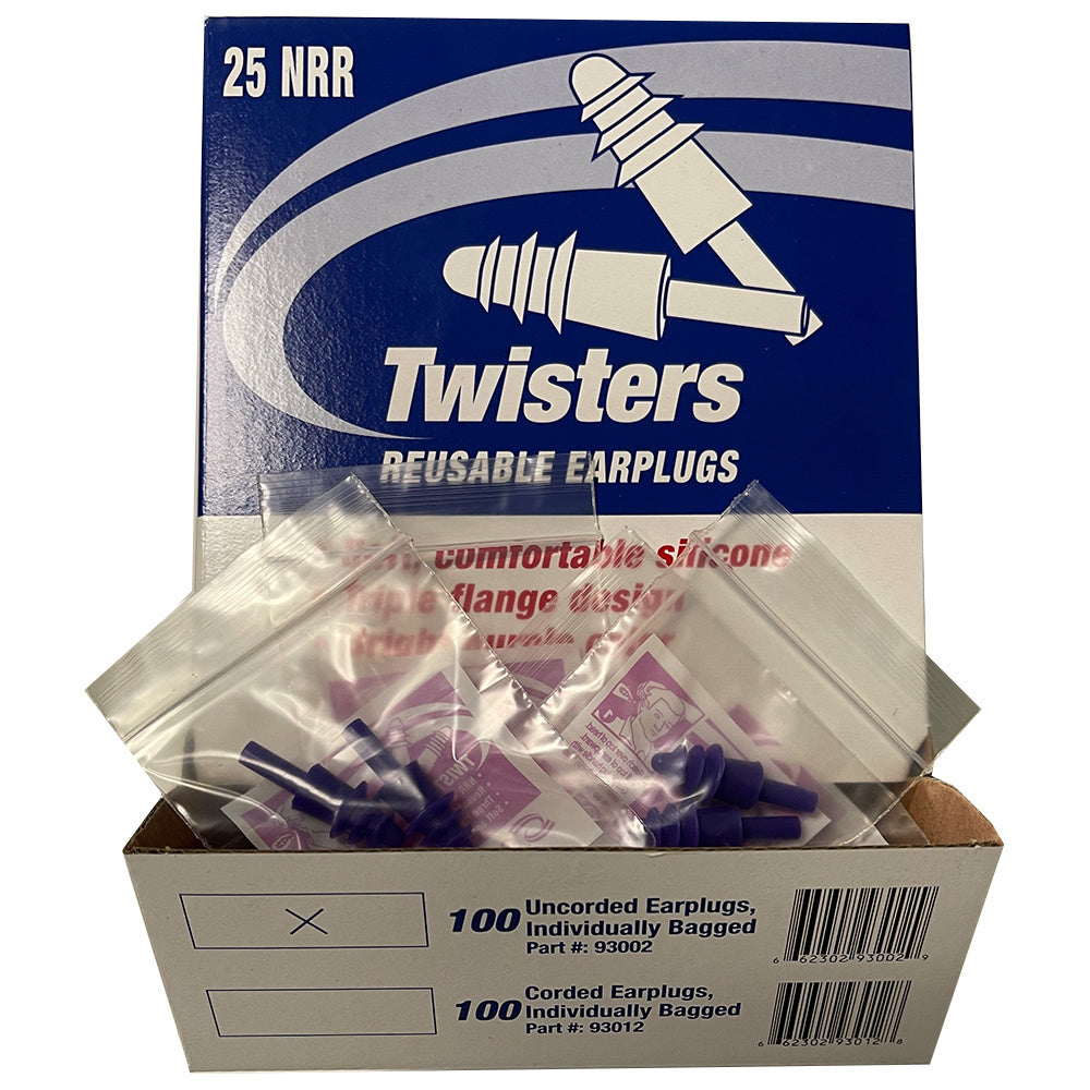Tapones para los oídos Twisters® sin cordón (100 unidades)