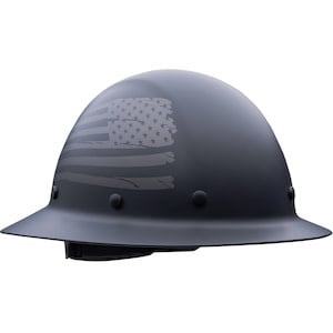280-HP1481USA-11M: Wolfjaw™ Full Brim Smooth Dome Hard Hat with Fiberglass Resin Shell, Graphic USA Flag Design, 8-Point Riveted Textile Suspension and Wheel-Ratchet Adjustment
