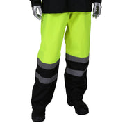 353-1202LY-4X/5X: PIP Class E Hi-Vis Yellow All Purpose Waterproof Pants with Black Bottoms. 4XL / 5XL