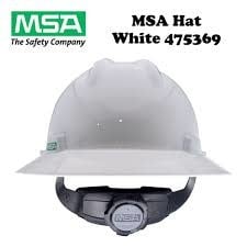 475369 MSA - Polyethylene Full Brim Hard Hat With Ratchet/4 Point Ratchet Suspension, V-Gard, White
