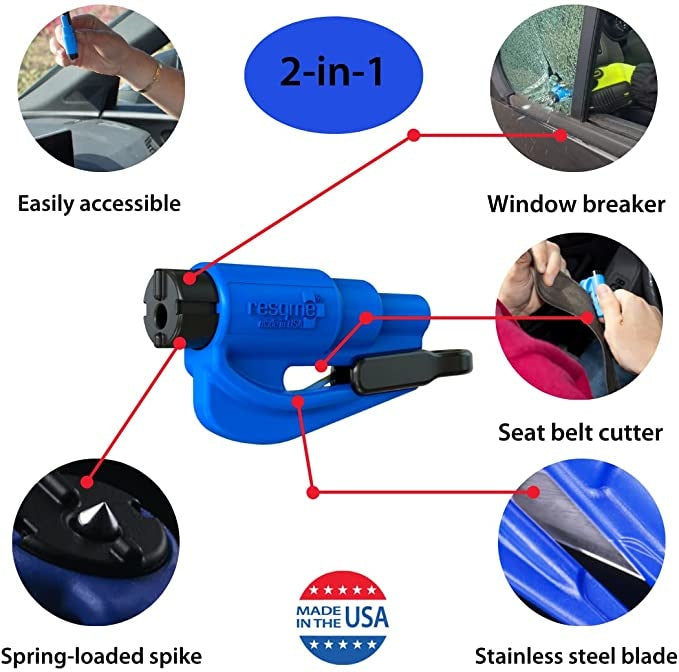 Car Escape Tool / Seatbelt Cutter / Window Breaker (Blue)