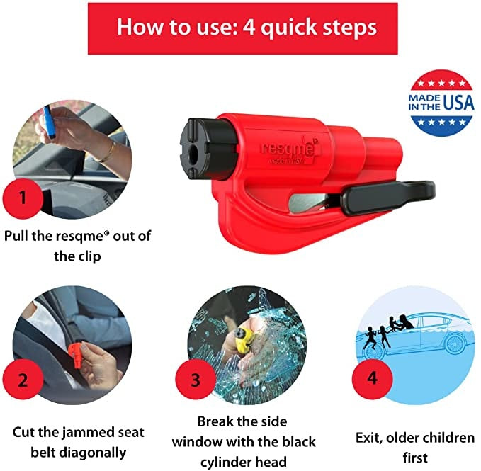 Herramienta de escape para coche / Cortador de cinturón de seguridad / Rompeventanas (Azul)