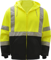7003/S -  CLASS 3 ZIPPER FRONT HOODED SWEATSHIRT WITH BLACK BOTTOM / SMALL