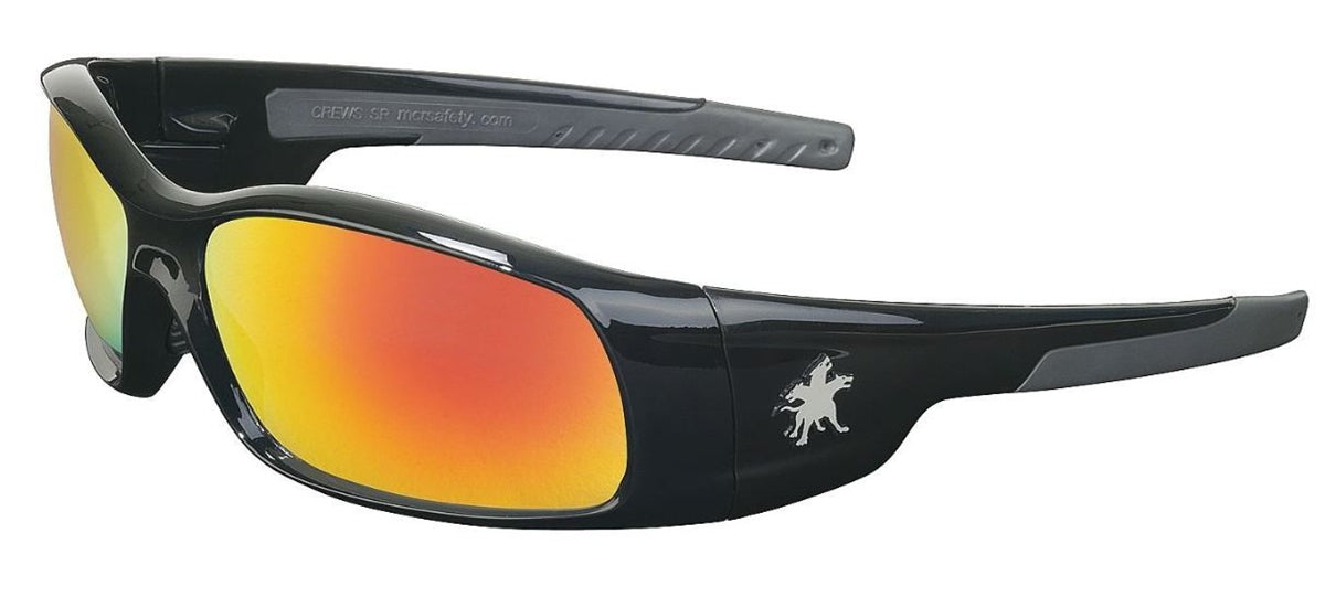 135-SR11R:  MCR Swagger Safety Glasses Black Frame Fire Mirror Lens (1 Pair)