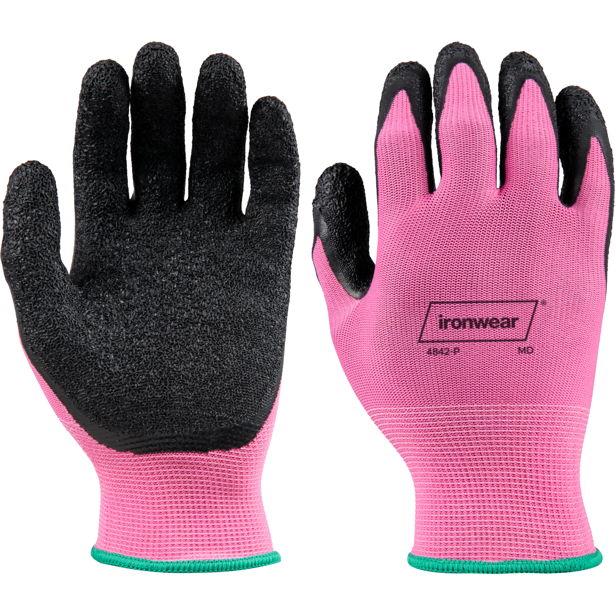 4842/S Polyester General Purpose Work Gloves w/ Crinkle Latex Palm Pink
