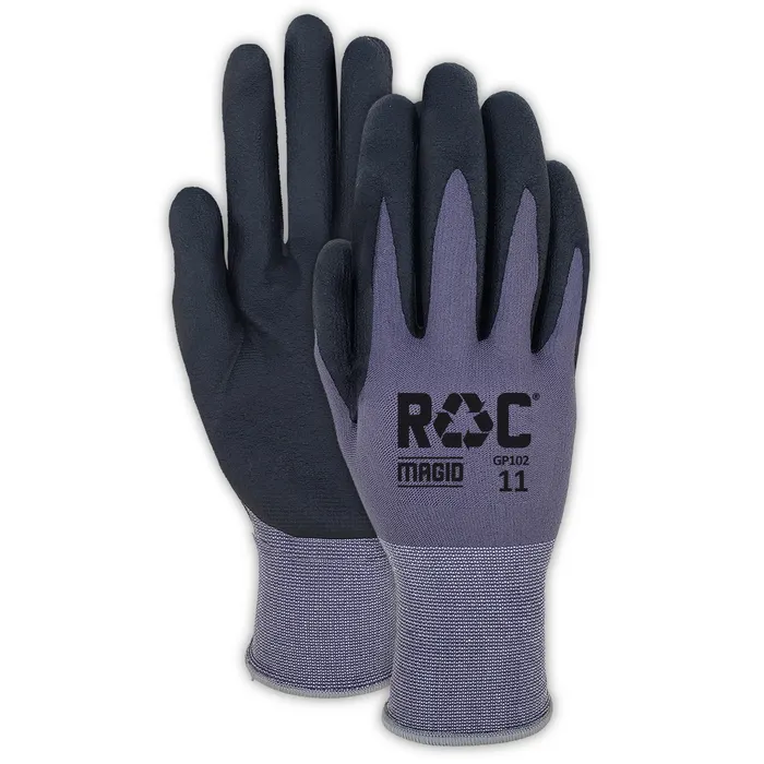 GP102 - Guantes de trabajo ligeros ROC de tejido a máquina con palma recubierta de espuma de nitrilo. (1 docena)