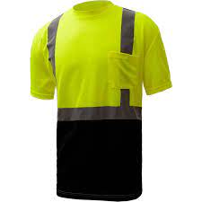 5111/2XL:  GSS Safety Class 2 HI-VIS Yellow Short Sleeve Black Bottom Safety T-Shirt.  Size: 2XL