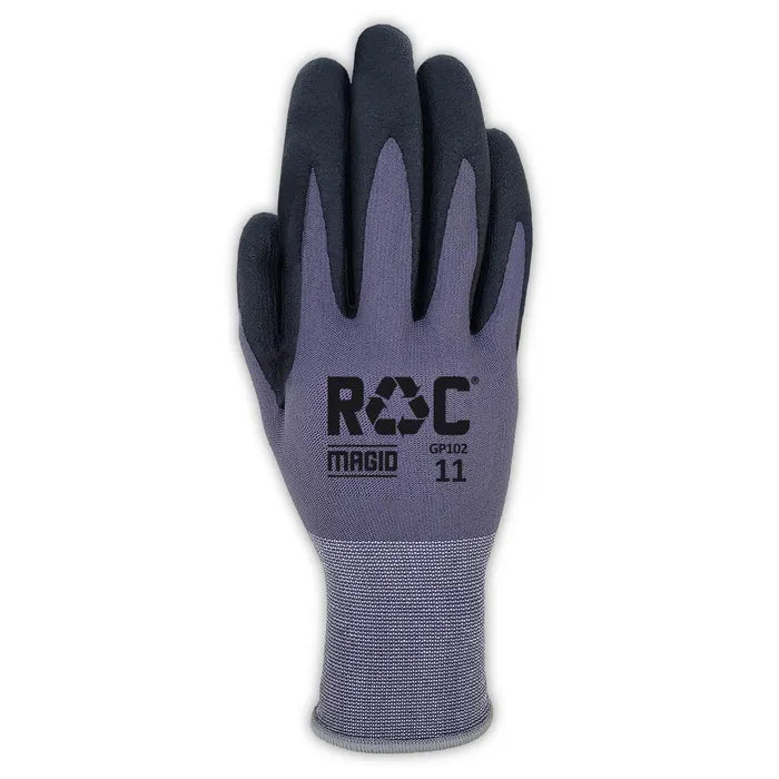 GP102 - Guantes de trabajo ligeros ROC de tejido a máquina con palma recubierta de espuma de nitrilo. (1 docena)