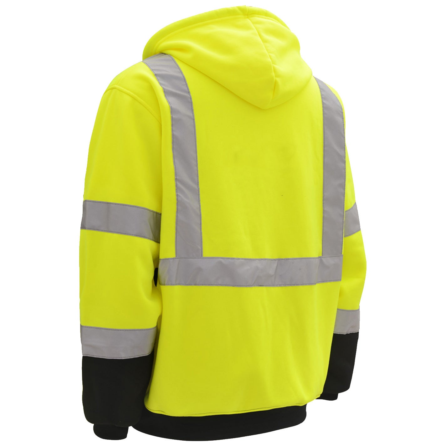 7003 - Hooded Sweatshirt Zipper Front - Yellow/Lime with Black Bottom