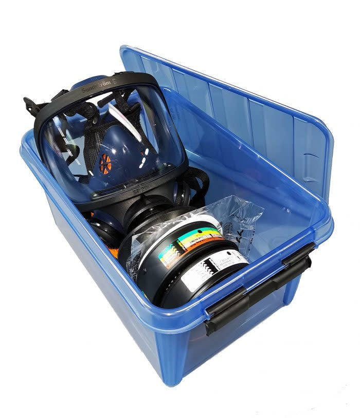 H05-8521: Kit completo de protección respiratoria facial Sundstrom con filtros, cartuchos y contenedor de almacenamiento