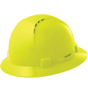 HBFC-20HV: Lift Safety Briggs Hi-Viz Yellow Ratchet Suspension Vented Full Brim Hard Hat.