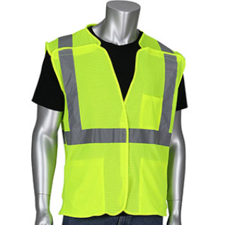 302-5PMVLY - Chaleco de seguridad de malla de tres bolsillos ANSI Tipo R Clase 2 (amarillo)