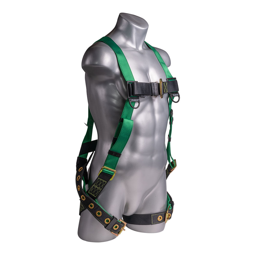 H212100061: Harness-5pt-Grommet-Leg-Back-D-Ring-Green-Color-angle