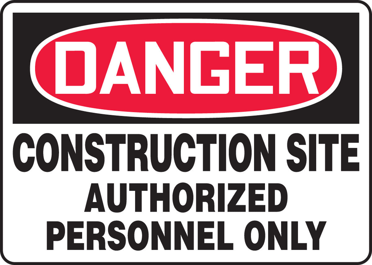 MADM003VA - Danger Safety Sign: Construction Site - Authorized Personnel Only.  Aluminum 10" X 14"