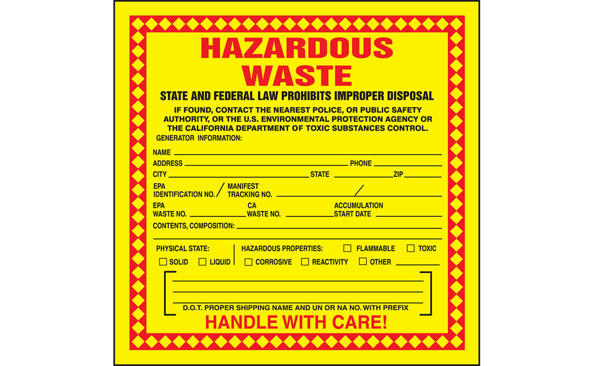 MHZWCAEVP - Hazardous Waste Label: Hazardous Waste (Chemical Properties) Adhesive Poly Sheet 25/pk