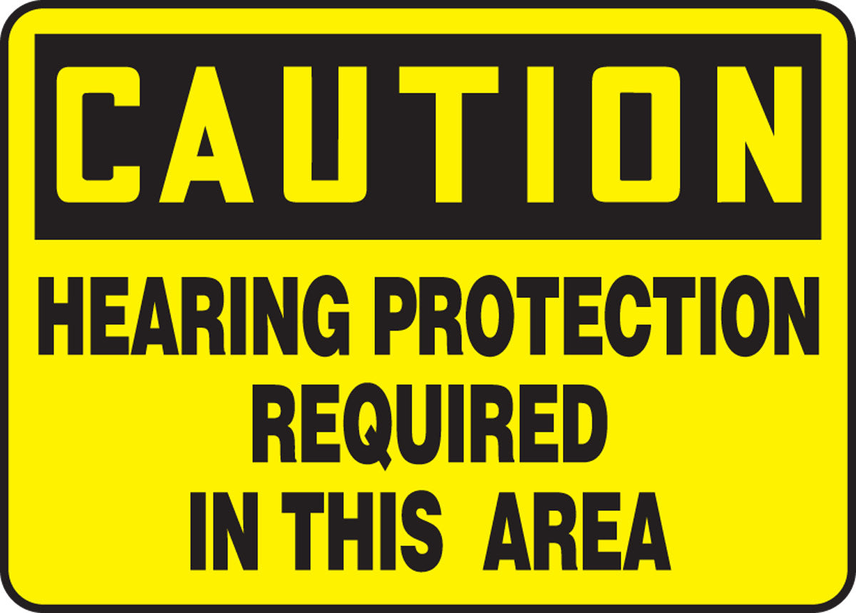 MPPE676VA - Caution Safety Sign: Hearing Protection Required In This Area.  Aluminum 10" X 14"