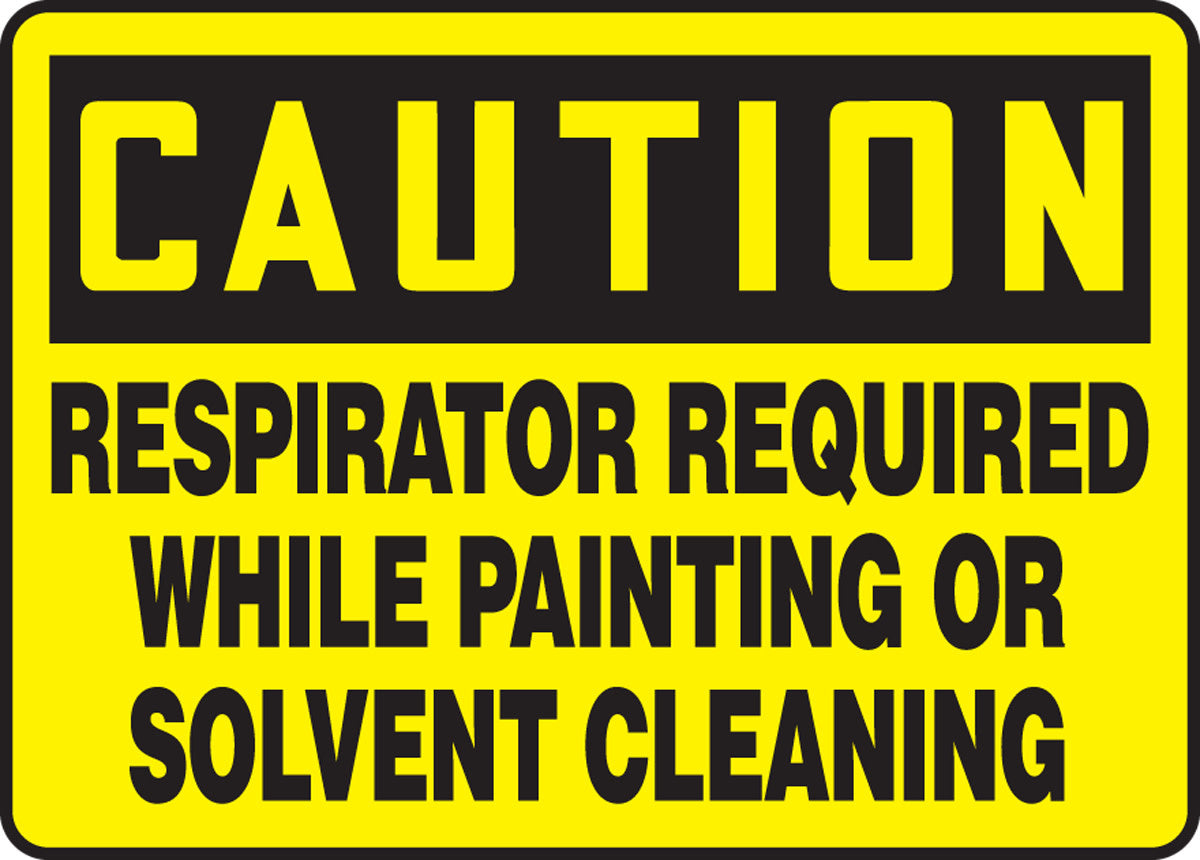 MPPE717VA - Caution Safety Sign: Respirator Required While Painting Or Solvent Cleaning.  Aluminum 10" X 14"