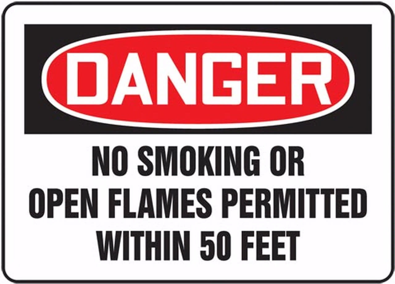 MCHL154VS:  Danger No Smoking or Open Flames Permitted Within 50 Feet.   Adhesive Dura-Vinyl 10" X 14"