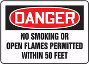 MCHL154VS:  Danger No Smoking or Open Flames Permitted Within 50 Feet.   Adhesive Dura-Vinyl 10" X 14"