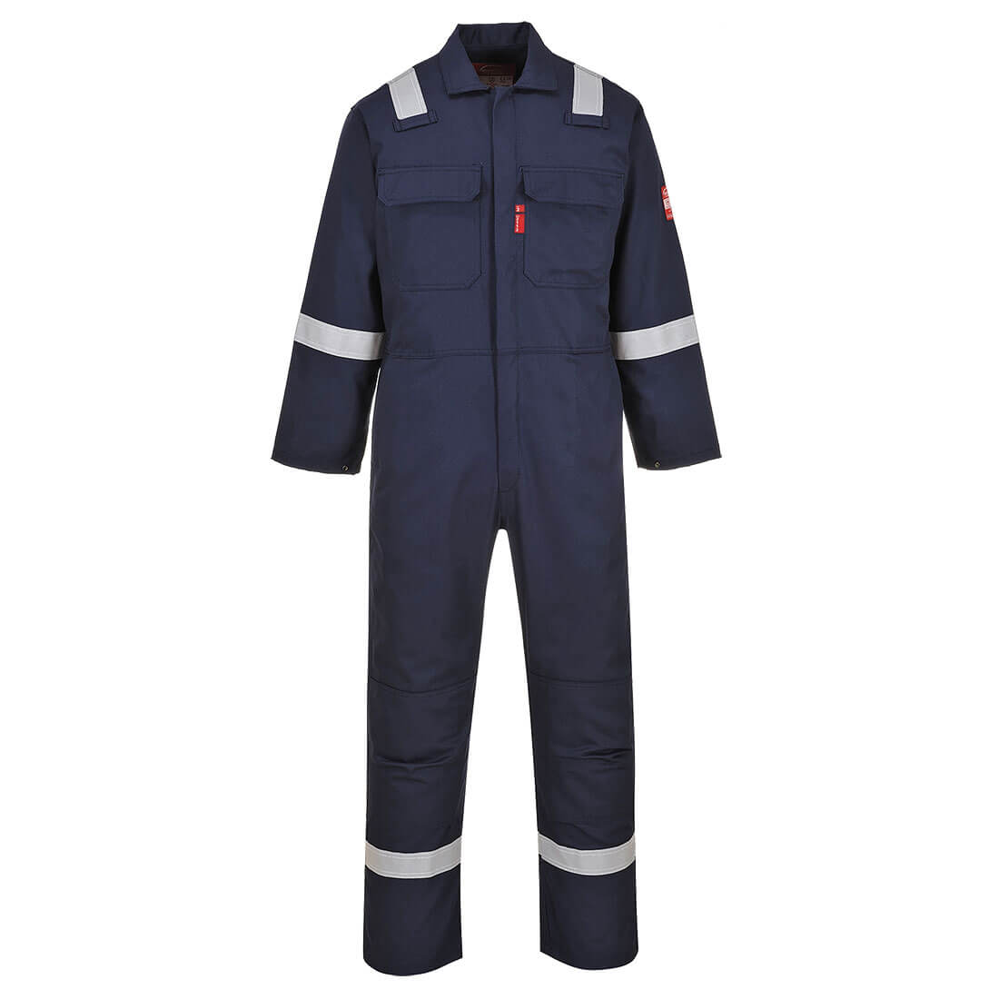 UBIZ5NARXL - Arc Flash & FR Navy Coverall with Refl. Stripes. Size:  XL