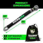 SFTSHACK-12-BLK-2: RHINO USA 1/2" Synthetic Soft Shackles (2-Pack)