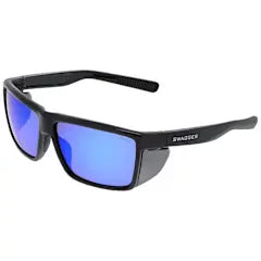 135-SR218B: MCR Swagger SR2 Safety Glasses - Black Frame - Blue Diamond Mirror Lens