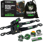 TD-RSRE2X10-BLK-R:   Rhino USA Retractable Ratchet Straps [2 in. x 10 ft., Black, Set of 2]
