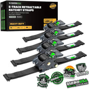 TD-RSRE2X10-ETRK-4BLK:  RHINO 2" x 10' Retractable E-Track Ratchet Straps (4-Pack / Black).