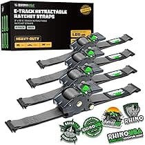 TD-RSRE2X10-ETRK-4GRY:  RHINO 2" x 10' Retractable E-Track Ratchet Straps (4-Pack / Gray).