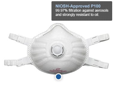 Respirador desechable para partículas ventiladas TruAir® P100, 5/caja