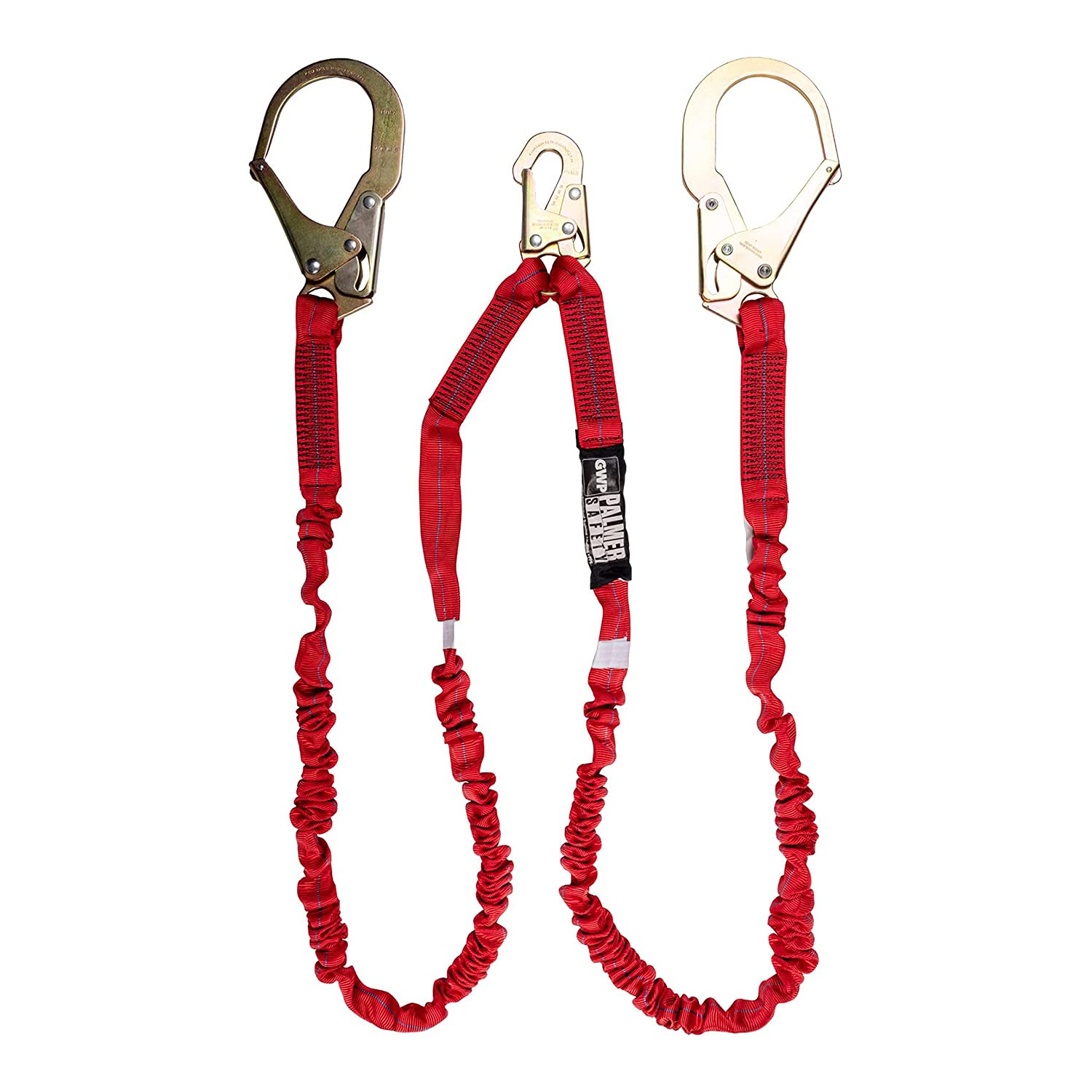 L122233:  Double Leg 6' Lanyard (Internal Shock Absorber) w/ Rebar Hooks. ANSI Z359.13-2013