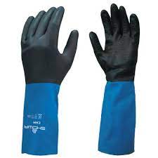 845-CHML-09 - Guantes de neopreno con forro flocado, serie CHM, negro/azul, (por docena) 9 - Grandes