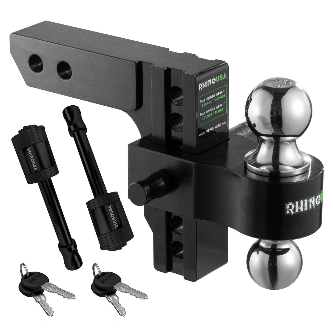 RG-HTDROP2.56-BLK:  Rhino USA Adjustable Black Drop Hitch.  (2.5" Rec. / 6" Drop)